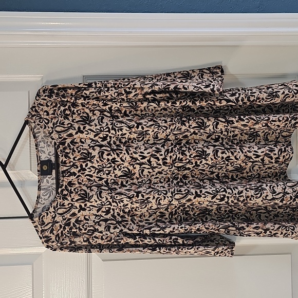 NWT JM Collection Petite Irina Impression 3/4 Sleeve Tunic PXL Coffee Cake - Picture 5 of 12